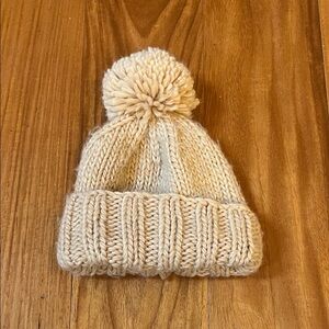 Blueberry Hill Cozy Cream Knit Pom-Pom Beanie for toddlers 6 - 24M